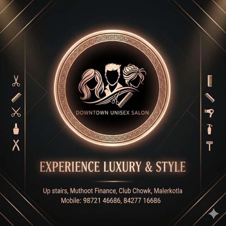 The down town unisex salon academy Malerkotla logo 768x768